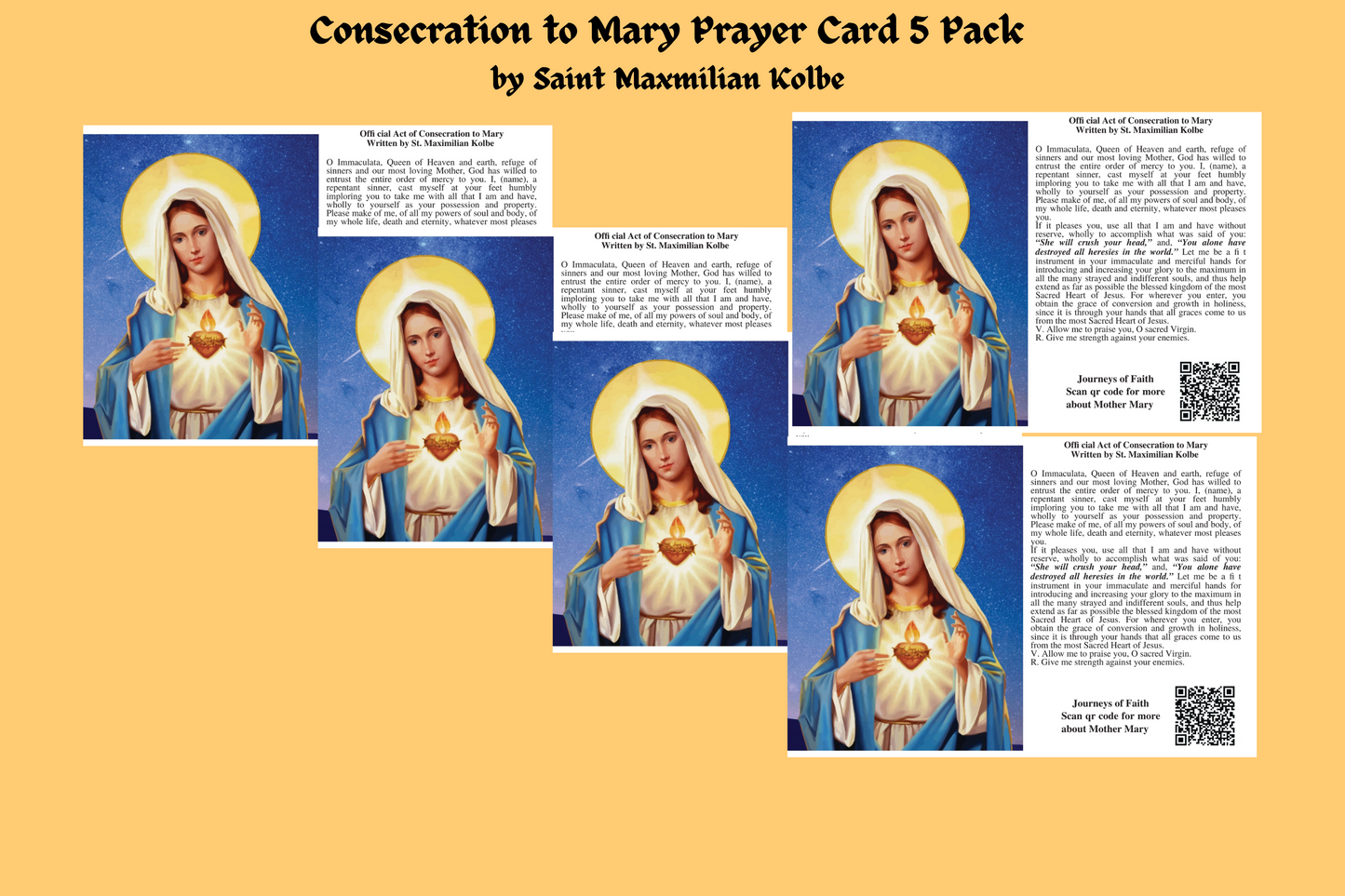Consecration to Mother Mary Prayer Cards Laminated