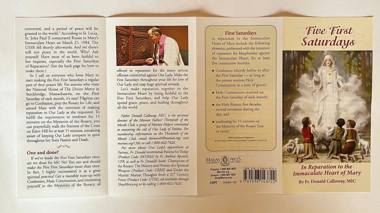 Five First Saturdays In Reparation to the Immaculate Heart of Mary 4 Panel Pamphlet