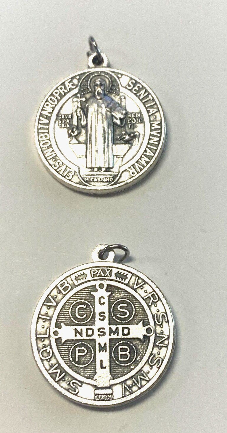 Saint Benedict Silver tone Medal, New, #2 - Bob and Penny Lord