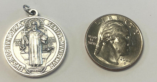 Saint Benedict Silver tone Medal, New, #2