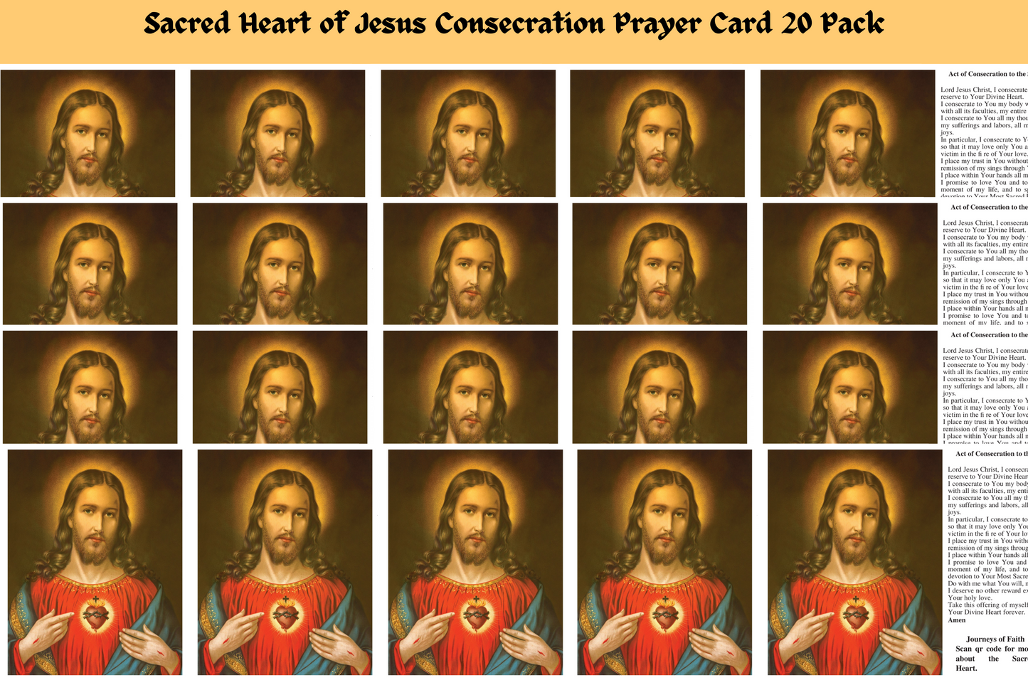 Sacred Heart of Jesus Consecration Prayer Card