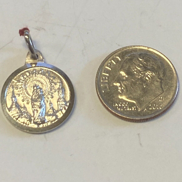 Our Lady Of Pilar Silver tone Small Medal, New from Spain