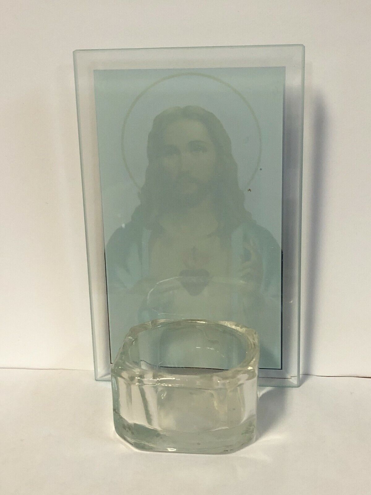 Sacred Heart of Jesus Votive Glass Holder 4.75", New