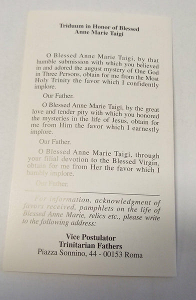 Blessed Anne Marie Taigi, A Triduum Prayer & Biography Folder, New Italy
