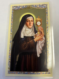 Saint Claire of Assisi Laminated Prayer Card, New
