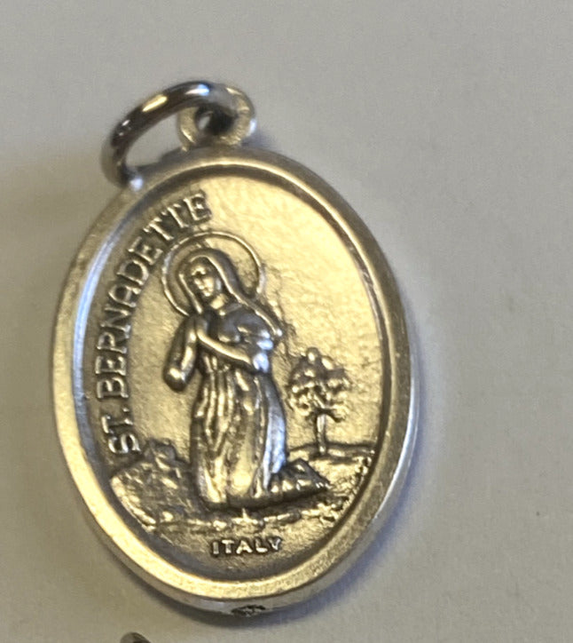 St Bernadette/Our Lady of Lourdes 2 Sided Small Medal, New
