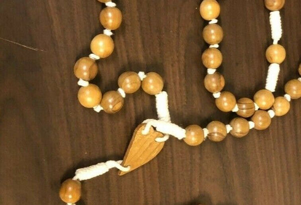 Vintage Wooden Beads/ Macrame Rosary, Extra Large 61", Pre-owned