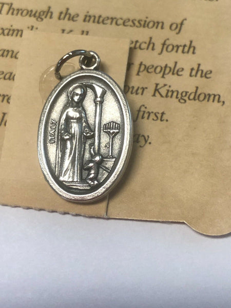 Saint Maximilian Kolbe, Prayer Card & Medal, New