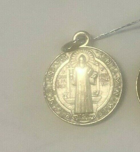 Saint Benedict silver tone Small Medal, From Italy, New