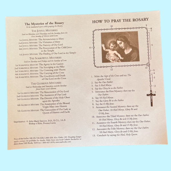 How to Pray the Rosary Prayer Card