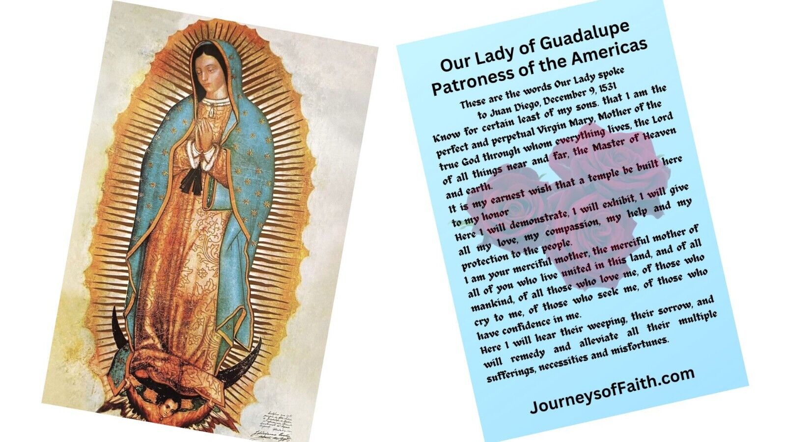 Our Lady of Guadalupe Prayer Card - 10 Pack