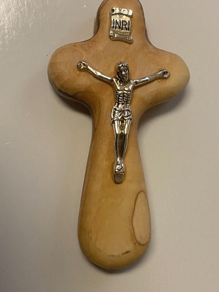 Small Hand Held Olive Wood Cross 3.50" New from Jerusalem