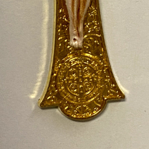 Holy Mass Crucifix with Saint Benedict Medal, Gold tone, 3", New