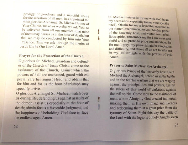 Saint Michael The Archangel Prayer Booklet, New from Italy