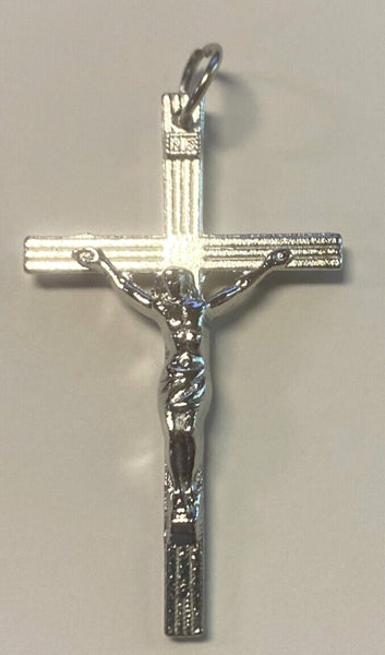 Silver Plated 1.75" Crucifix Pendant,  New #10