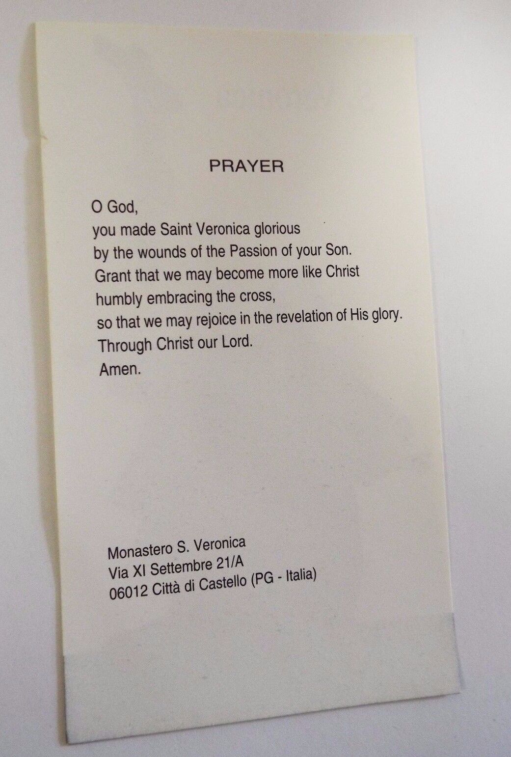 Saint Veronica Giuliani Prayer, New from Italy - Bob and Penny Lord