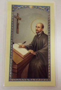 Saint Ignatius of Loyola Laminated Prayer Card, New