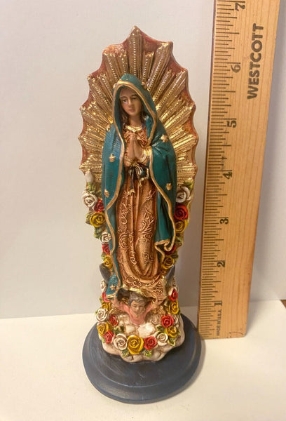 Our Lady of Guadalupe Hand Painted 6.5" Statue, New from Colombia