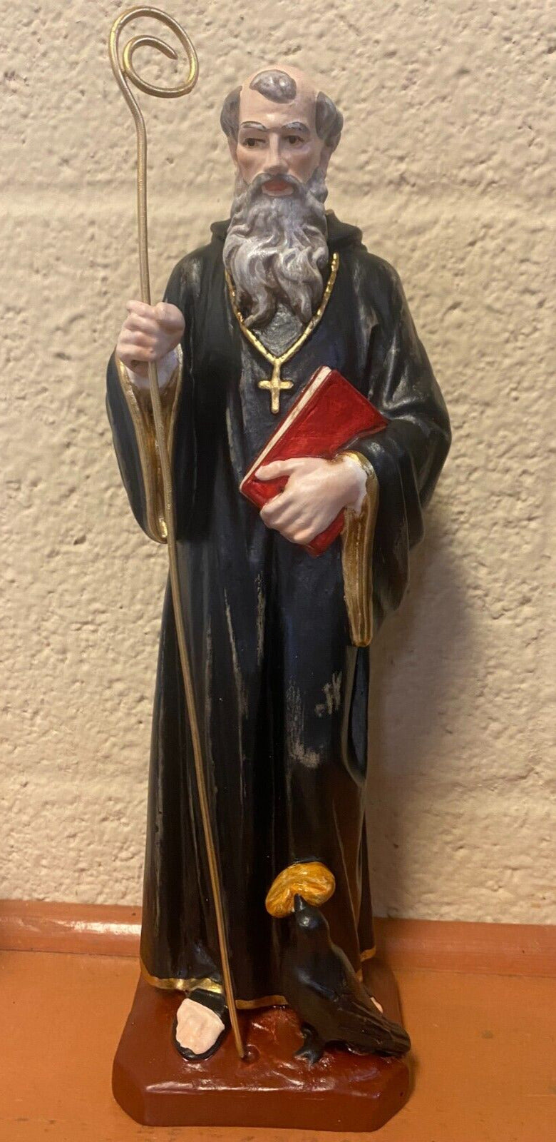 Saint Benedict  Hand Painted 11" Statue , New From Colombia