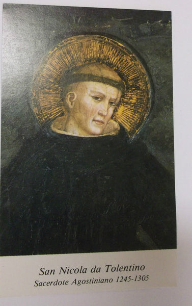 Saint Nicholas of Tolentino Prayer Card, From Italy