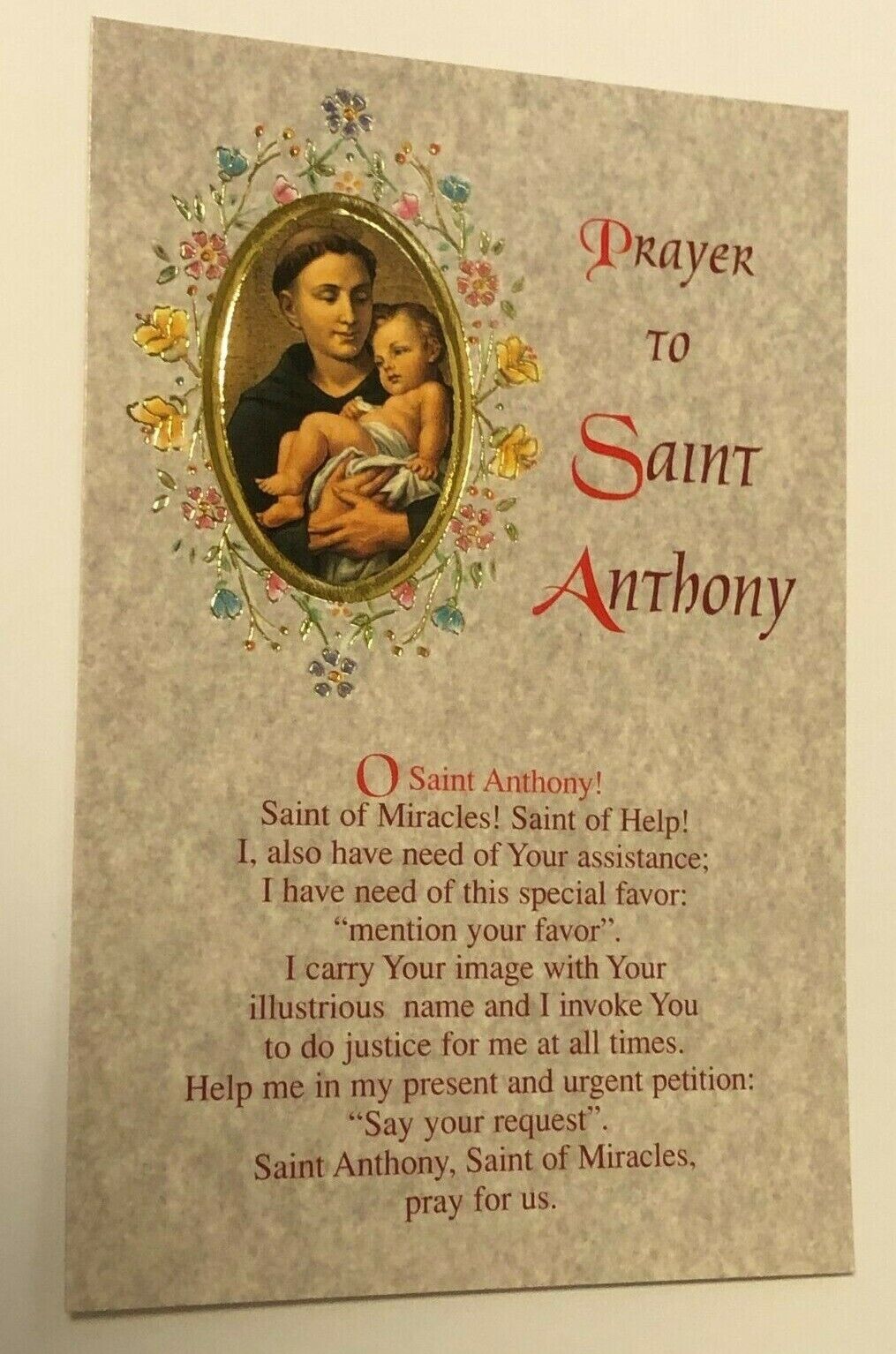 Saint Anthony of Padua Prayer  Image, New - Bob and Penny Lord