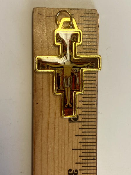 San Damiano Gold Plated  3" Crucifix, New