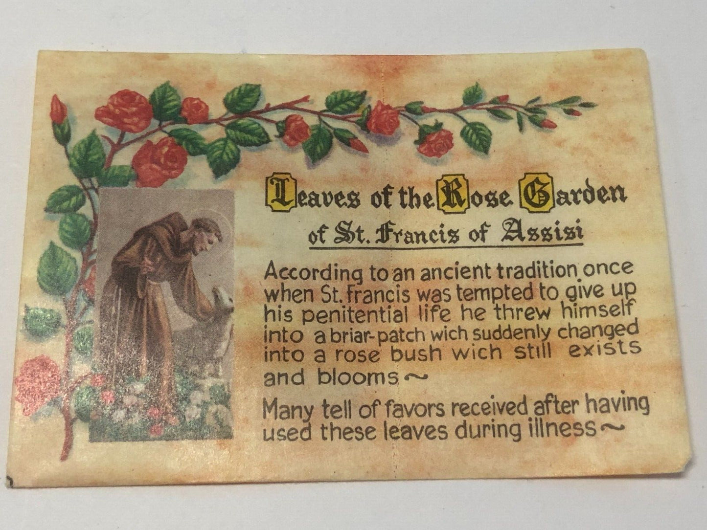 Saint Francis of Assisi Leaves from his Rose Garden, New from Italy  (E)