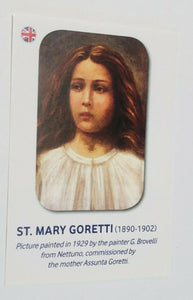 Saint Maria Goretti Painted Picture + Prayer Card, New from Italy