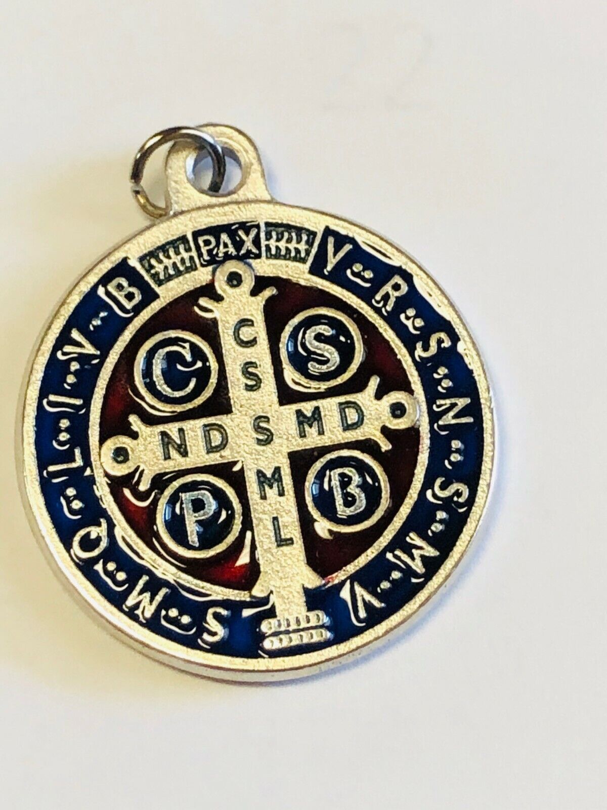 Saint Benedict Enamel 2 tone Medal, From Italy, New - Bob and Penny Lord