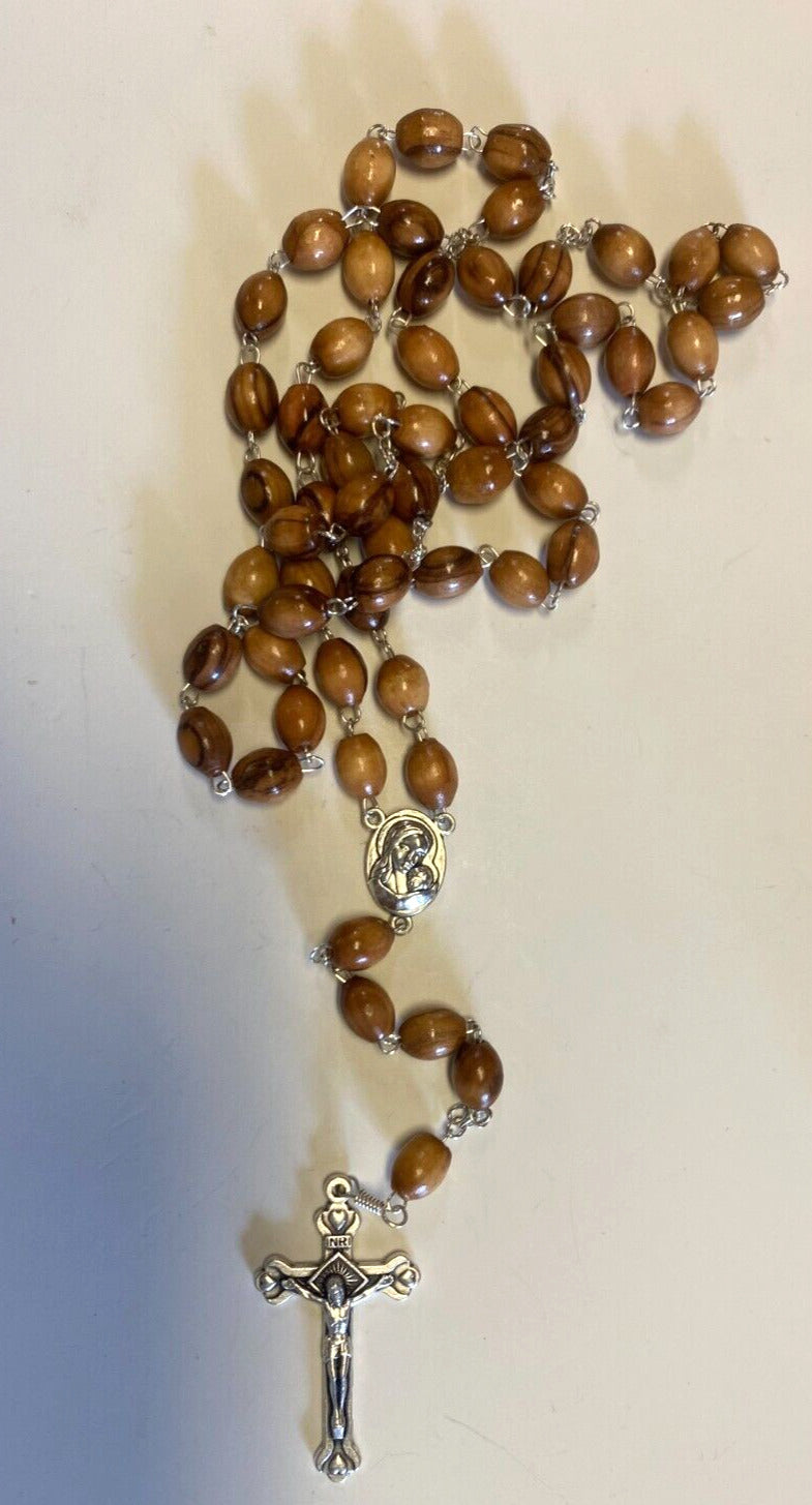 Olive Wood Large Bead Rosary,New from Jerusalem #3