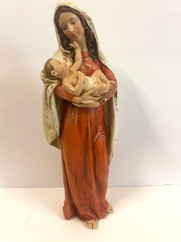 Blessed Mother & Child Jesus/Titled "Child's Touch"  10"H  Statue, New