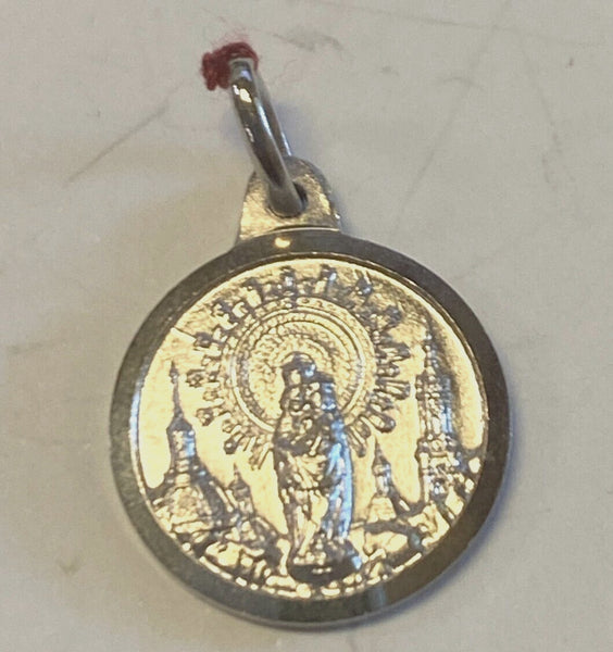 Our Lady Of Pilar Silver tone Small Medal, New from Spain