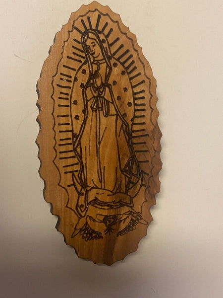 Our Lady of Guadalupe Olive Wood Magnet, New from  Bethlehem