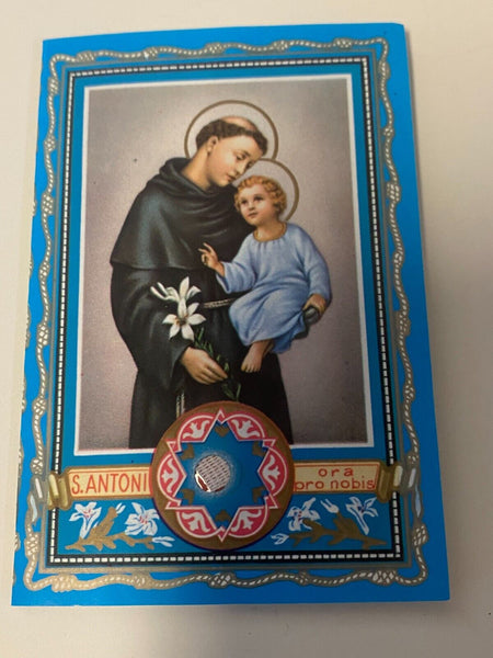 Saint Anthony 3rd Class Relic/Prayer Card Folder, New from Italy