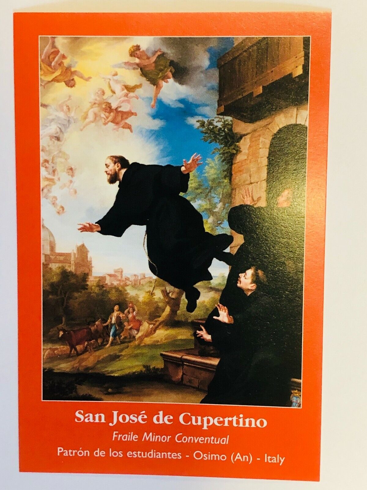 San José  de Cupertino, Estampita en Español, Nueva de Italia