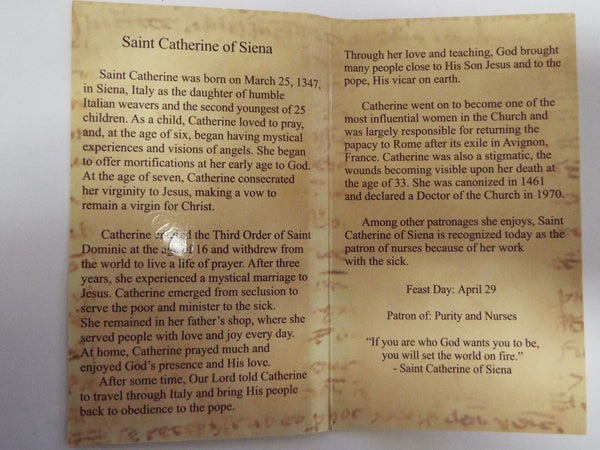 Saint Catherine of Siena Biography & Prayer Folder, New