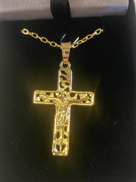 Brazilian Gold Plated Crucifix 20" Necklace , New