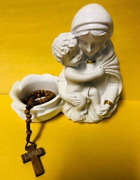 Blessed Mother & Child Jesus Rosary Holder  5"H , New