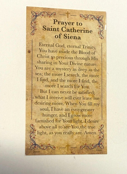 Saint Catherine of Siena 3.75" H Statue, Biography & Prayer Card, New