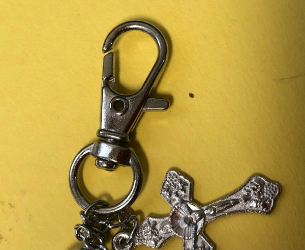 Saint Christopher Faux Pearls 1 decade Rosary Clip + Prayer Card, New