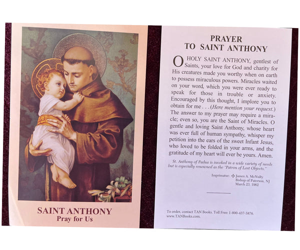Saint Anthony of Padua Prayer Card for Anxiety