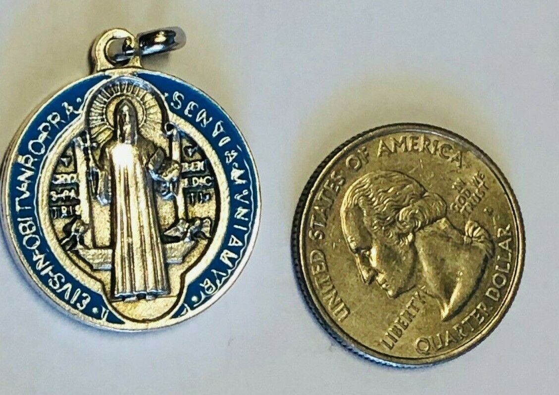Saint Benedict Enamel 2 tone Medal, From Italy, New
