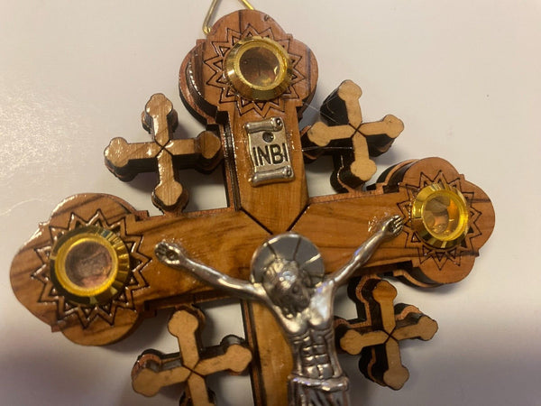 Cross of Olive Wood & Mother of Pearl 4.75" New from  Bethlehem