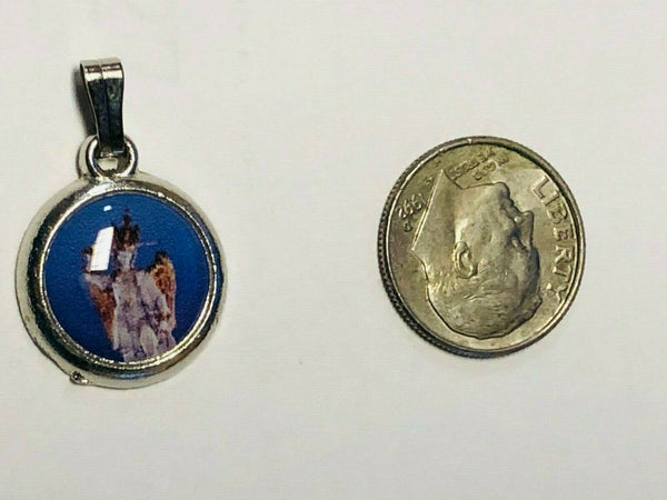 Saint Michael the Archangel Silvertone Round Small Medal, New from Italy
