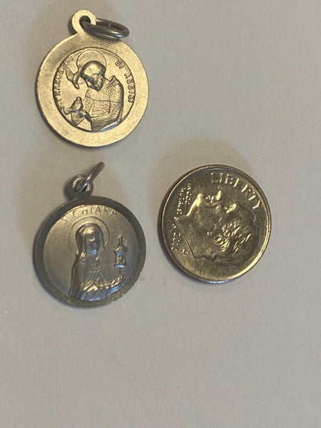 Saint Francis + Saint Clare of Assisi Medal, New from Italy