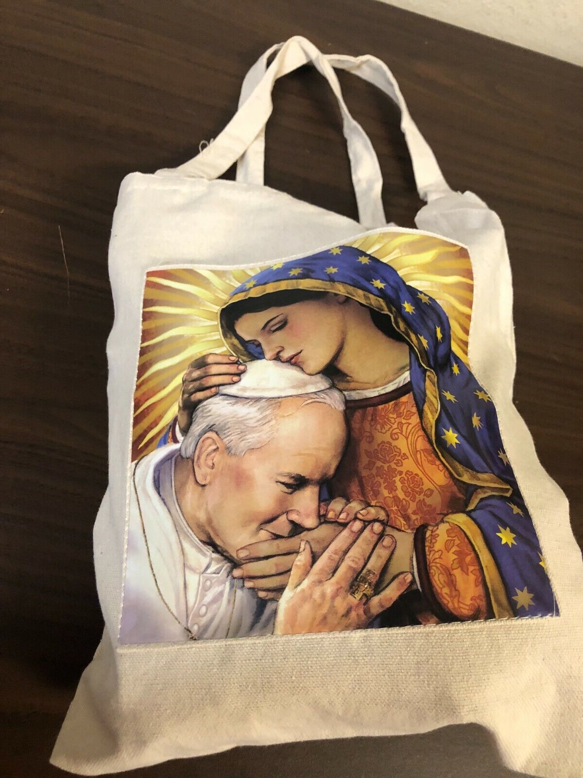 Our Lady of Guadalupe & Pope John Paul II Canvas Tote Bag, New - Bob and Penny Lord