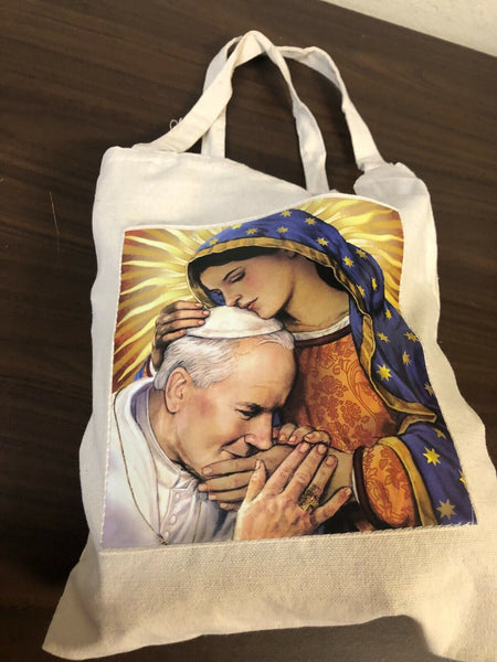 Our Lady of Guadalupe & Pope John Paul II Canvas Tote Bag, New