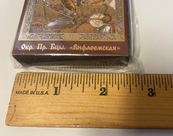 Virgin Mary & Child 3.25" Small Icon, New from Jerusalem