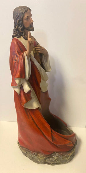 Sacred Heart Of Jesus Candle Holder 10" Statue, New