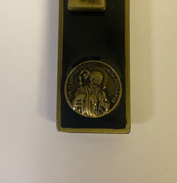 Saint Benedict Black & Bronze Dual Coin Cross,  New